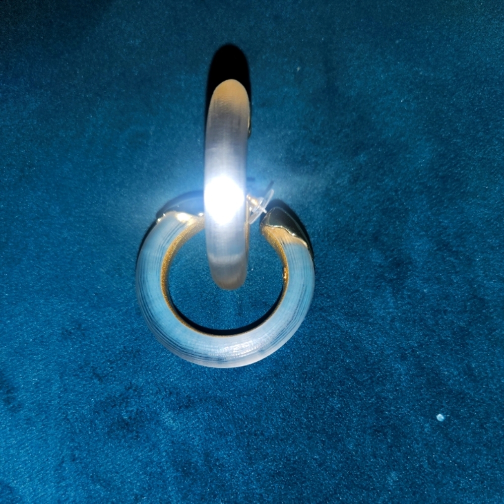 Alexis Bittar-Luminous Lucite Gold Dipped Hoop Earring- Clear